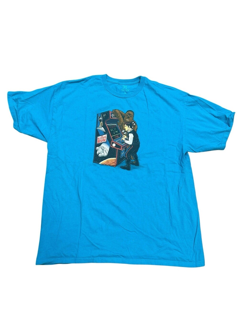 TeeFury Funny Star Wars Chewbacca Han Solo Arcade Game Shirt Blue Sz XL